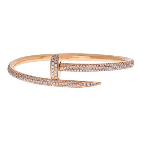 cartier juste un clou pave diamond bracelet|cartier rose gold bracelet.